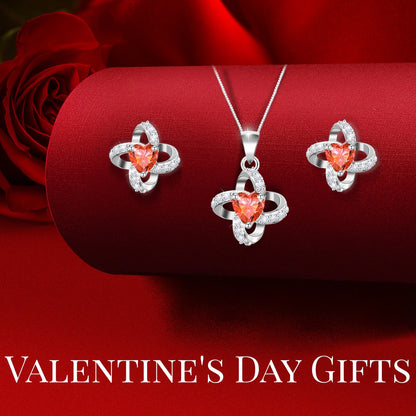 Rosa Eterna Con Juego De Collar Y Aretes Regalos De Cumpleaños Para Mujer Mamá Flores Reales Preservadas Día De Las Madres Día De San Valentín Regalos Sets De Joyería Para Mujer Abuela Esposa Novia Ella (Rojo)