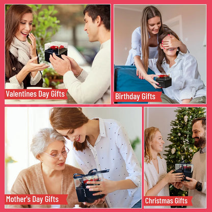 Rosa Eterna Con Juego De Collar Y Aretes Regalos De Cumpleaños Para Mujer Mamá Flores Reales Preservadas Día De Las Madres Día De San Valentín Regalos Sets De Joyería Para Mujer Abuela Esposa Novia Ella (Rojo)
